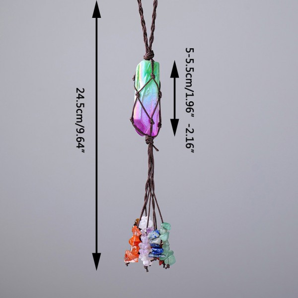 Electroplated Green/Purple Hanging Clear Quartz Crystals 