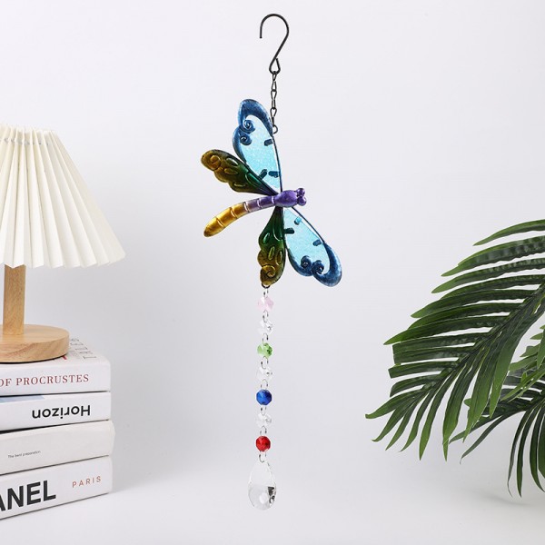 Stained Glass Hanging Blue Dragonfly Sun Catcher